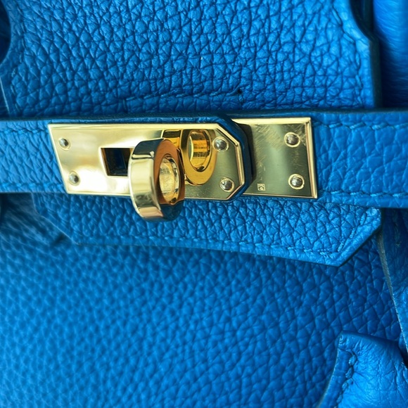 Birkin HERMES 25 Bleu France 100% authentic - Picture 11 of 16